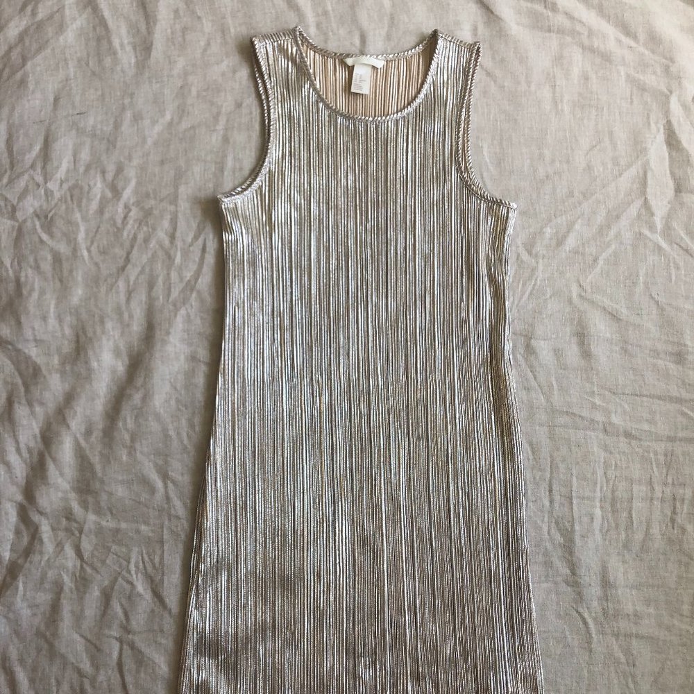 Gold pleated mini dress